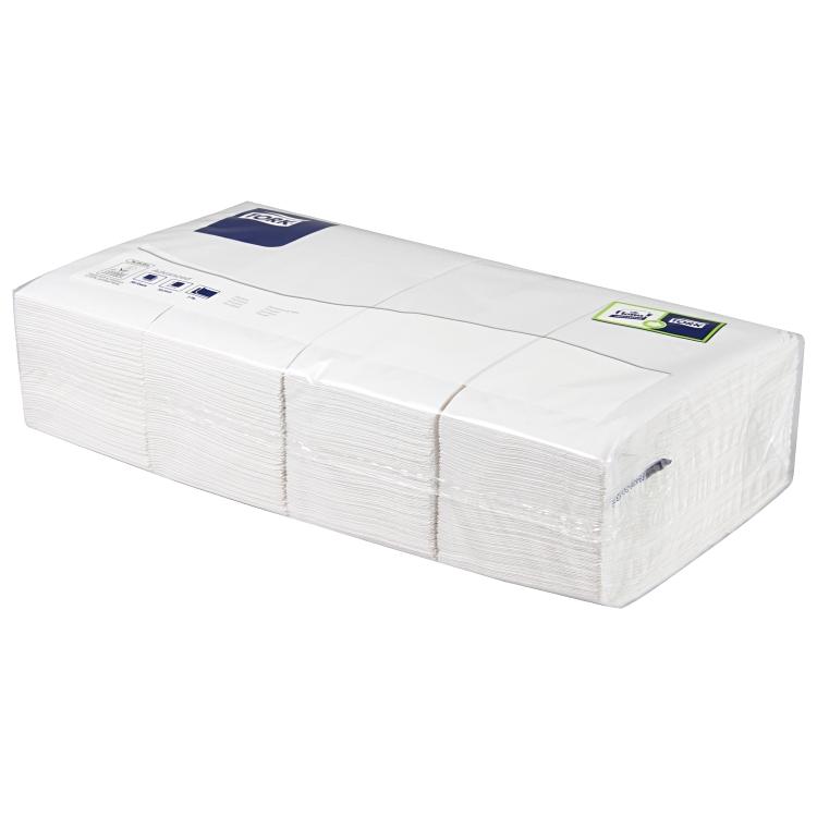 Serviettes blanches 33x33cm 2che 1/8pli col 200pce x10 TORK