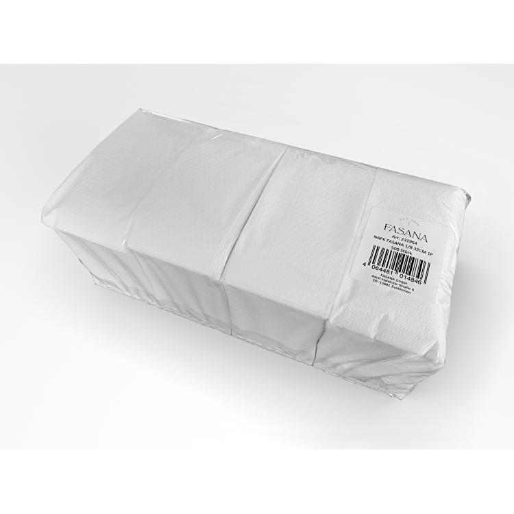 Serviettes blanches 33x33cm 1che 1/8pli pqt 500pce FASANA