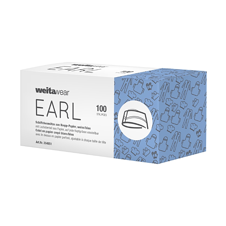 Calot papier Earl blanc et bleu bte 100pce WEITAWEAR