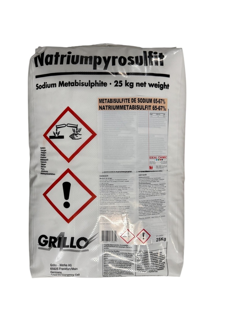 Metabisulfite de sodium 65-67% sac 25KG IDEAL CHIMIC
