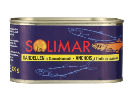 Filets d'anchois a l'huile tournesol bte 600g SOLIMAR
