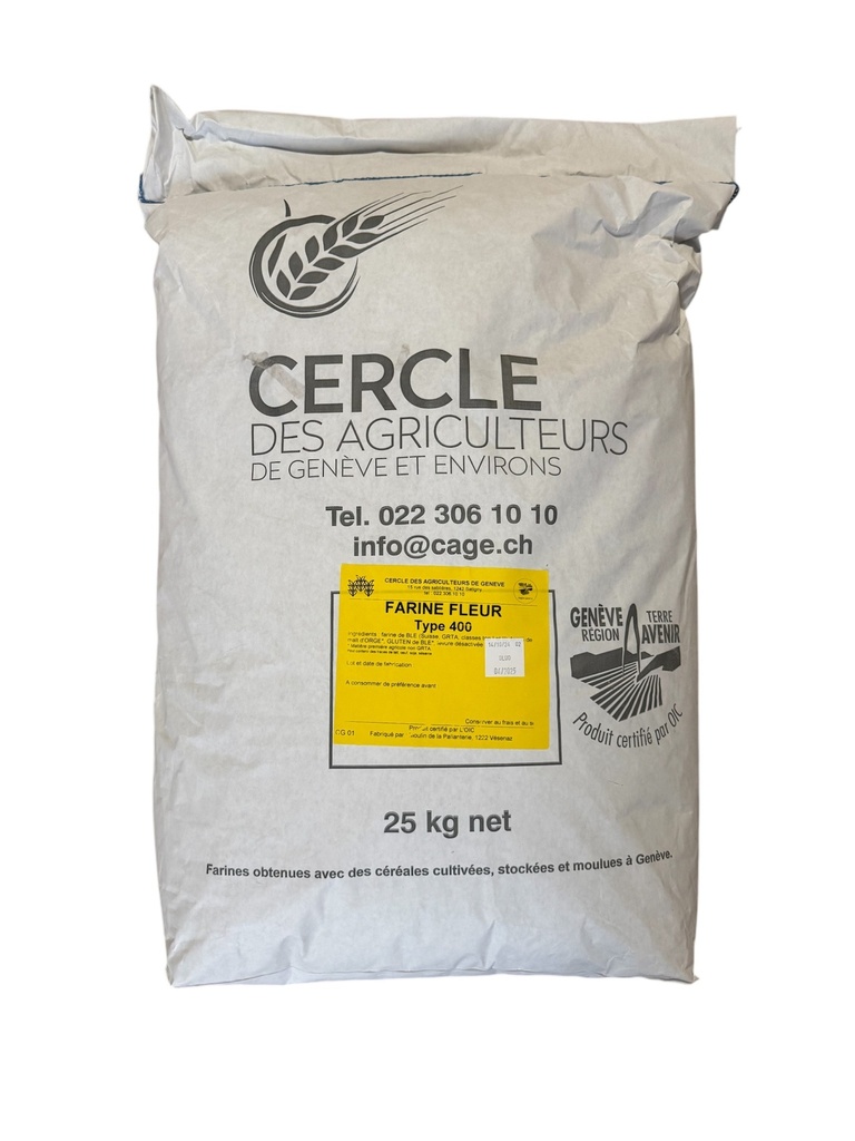 Farine fleur type 400 GRTA sac 25Kg MOULIN DE LA PALLANTERIE