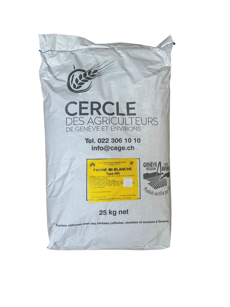 Farine mi blanche 650 GRTA sac 25Kg MOULIN DE LA PALLANTERIE