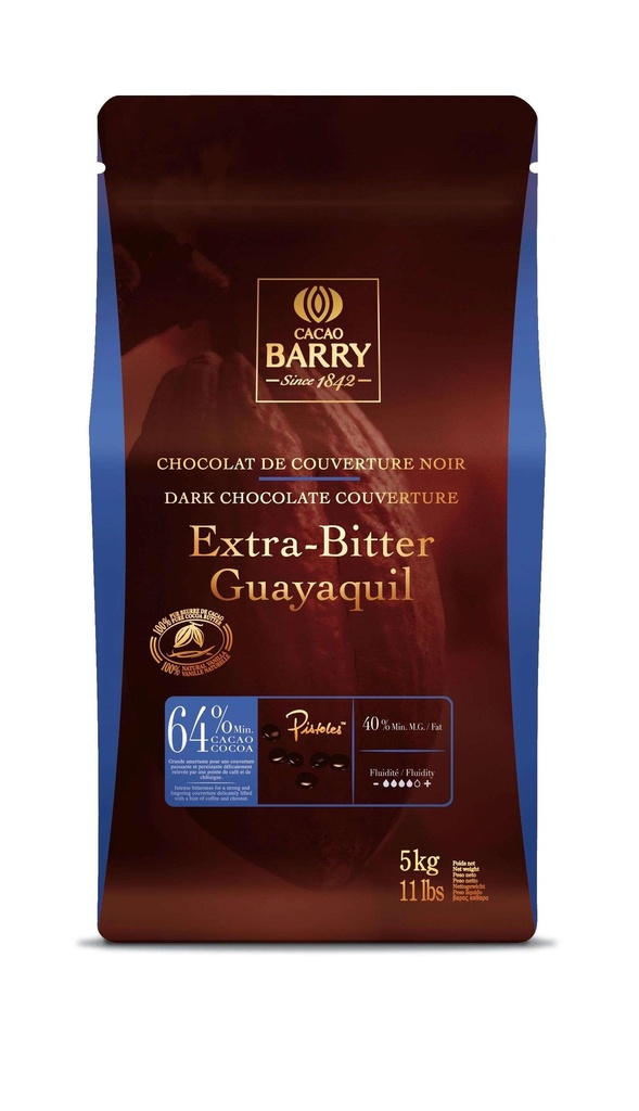 Couverture chocolat noir 64% Guayaquil sac 5Kg BARRY