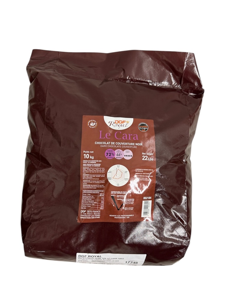 Couverture chocolat noir 72% Le Cara sac 10Kg DGF ROYAL