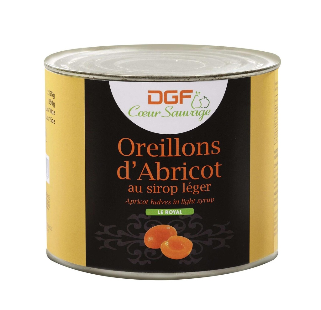 Oreillons d'abricot au sirop bte 3Kg 3/1 DGF COEUR SAUVAGE