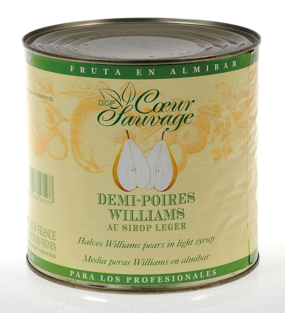 Demi poires au sirop bte 3Kg 3/1 DGF COEUR SAUVAGE