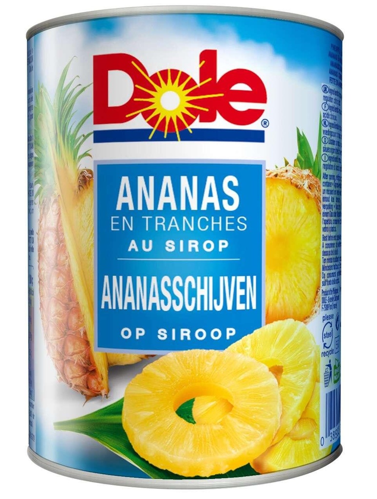 Ananas tranches au sirop bte 3,3Kg 3/1 DOLE