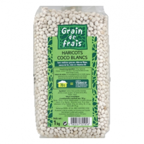 Haricots coco blancs pqt 1Kg GRAIN DE FRAIS