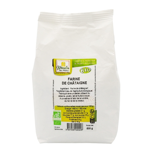 Farine de chataigne bio sac 500g MOULIN DES MOINES