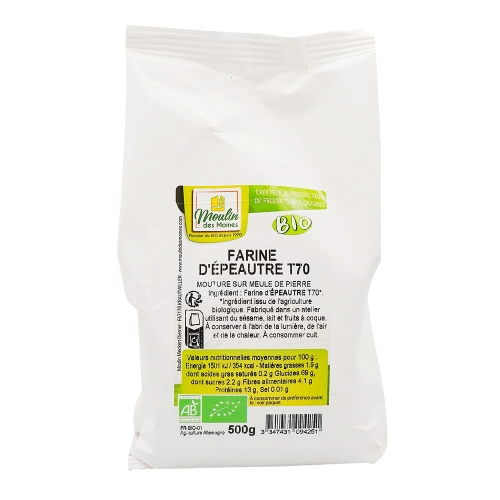 Farine d'epeautre bio sac 500g  MOULIN DES MOINES