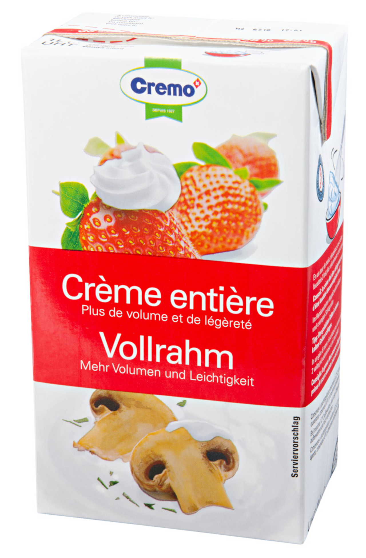 Creme entiere 35% rouge brq 1L CREMO