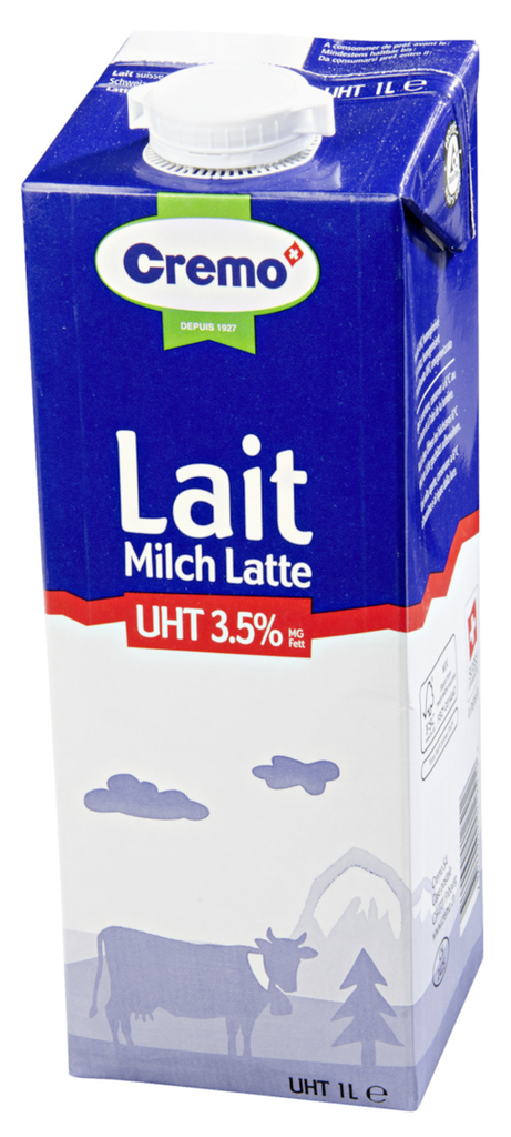 Lait entier 3,5% UHT brq 1L x12 CREMO