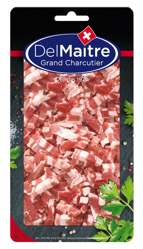 Lardons fumes crus bqt env 400g DEL MAITRE
