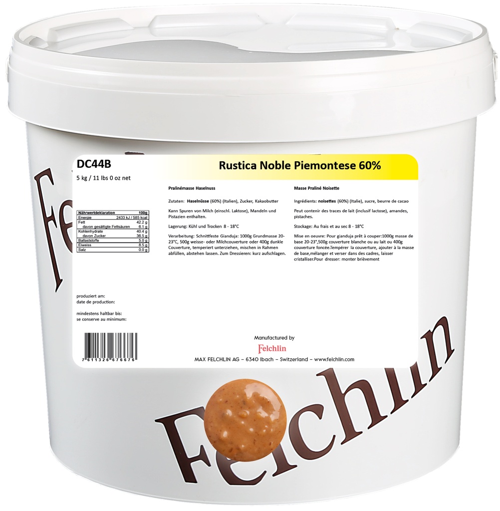 Praline noisettes Rustica Noble Piemontese 60% sea 5Kg FELCHLIN
