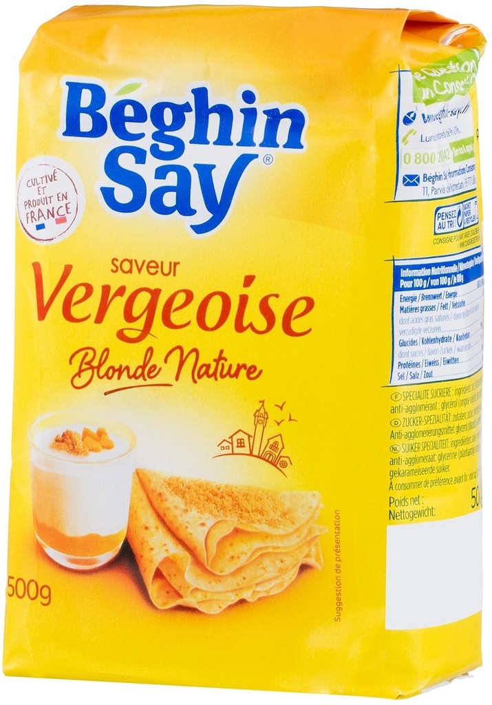 Sucre vergeoise blonde sac 500g BEGHIN SAY