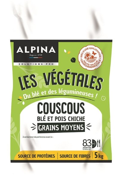 Semoule couscous moyenne Les Vegetales HVE sac 5Kg ALPINA SAVOIE