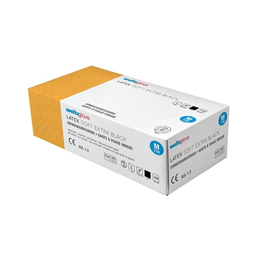 [20028] Gants latex M noir n/pdre bte 100pce WEITAGLOVE