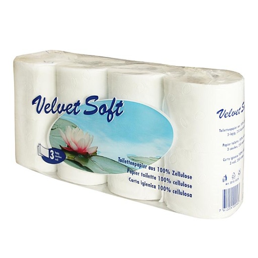 [20056] Papier toilette blanc 3che col 8rlx x7 VELVET
