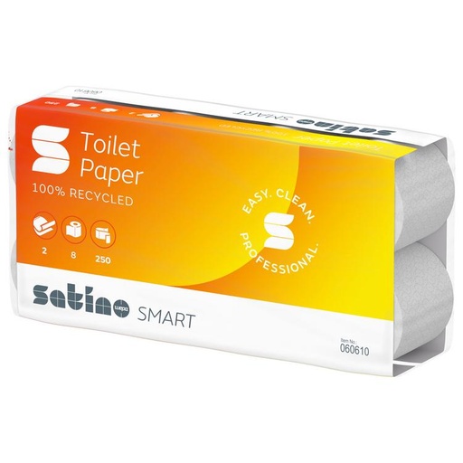 [20061] Papier toilette blanc recycle 2che col 8rlx x8 SATINO