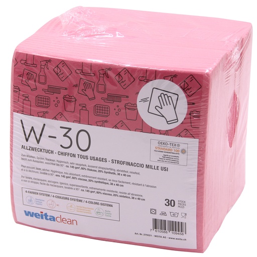 [20069] Chiffon multi usage W-30 rose 38x40cm sac 30pce WEITACLEAN