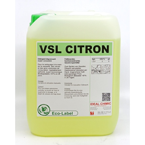 [20001] Detergent degraissant vaisselle Vsl Citron ECO bid 10L IDEAL CHIMIC