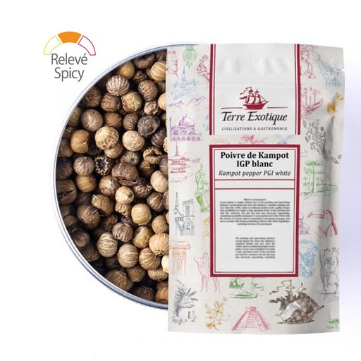 [30207] Poivre blanc de Kampot IgP bte 500g TERRE EXOTIQUE 