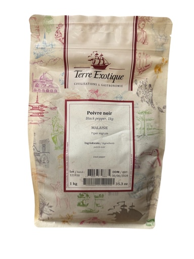 [30212] Poivre noir sac 1Kg TERRE EXOTIQUE