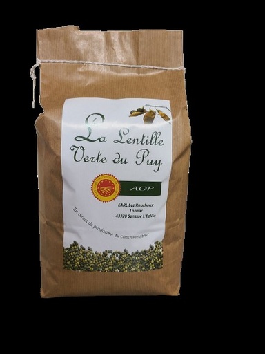 [30428] Lentilles vertes du Puy AOP fr sac 5Kg LES ROUCHOUX