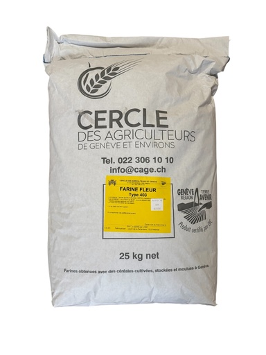 [30678] Farine fleur type 400 GRTA sac 25Kg MOULIN DE LA PALLANTERIE