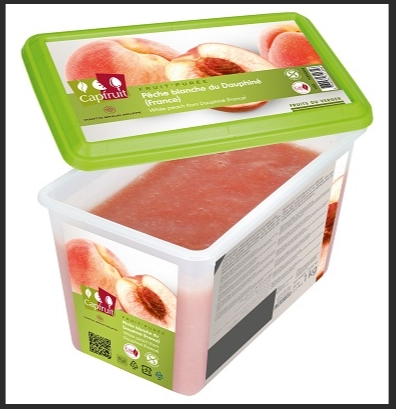 [50100] Puree de peches jaunes bac 1Kg CAPFRUIT