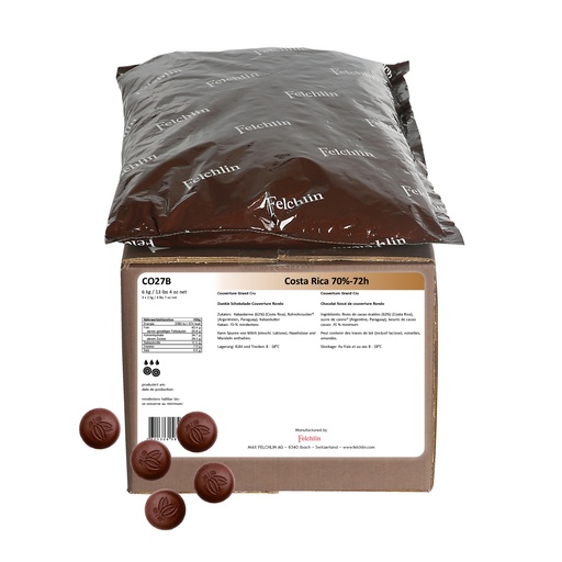 [31026] Couverture chocolat noir 70% Costa Rica sac 2Kg FELCHLIN