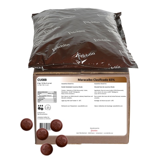 [31027] Couverture chocolat noir 65% Maracaibo Clasificado sac 2Kg FELCHLIN