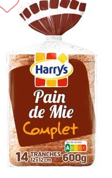 [31076] Pain de mie complet pqt 600g HARRYS