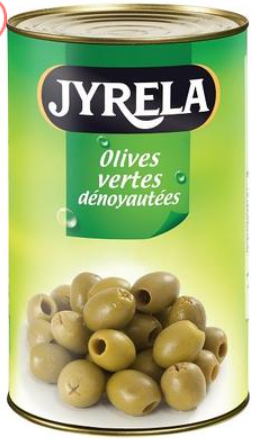 [31163] Olives vertes s/noyau bte 4,3Kg 5/1 JYRELA