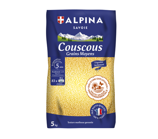 [31181] Semoule couscous moyenne Les Vegetales HVE sac 5Kg ALPINA SAVOIE