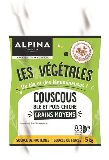 [31181] Semoule couscous moyenne Les Vegetales HVE sac 5Kg ALPINA SAVOIE